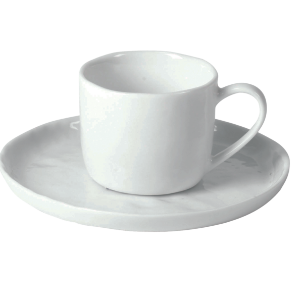 Φλιτζάνι καφέ με πιάτο Porcelino white