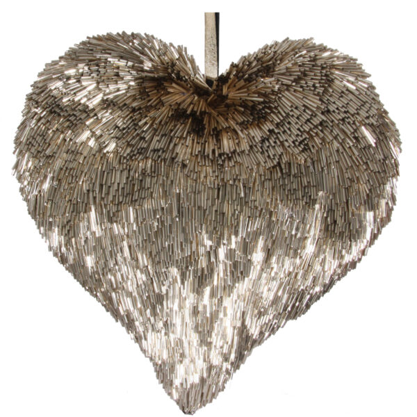 Χριστουγεννιάτικο στολίδι Tube heart champagne