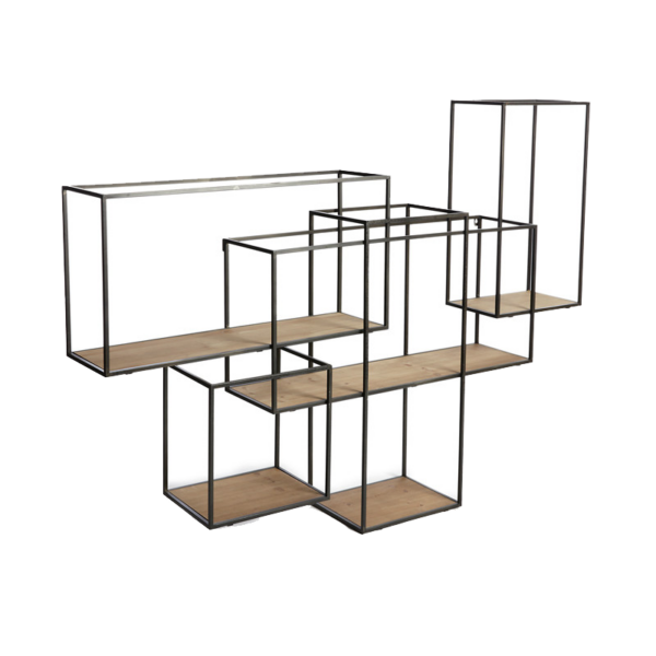 Ραφιέρα Q1 black/wooden shelves