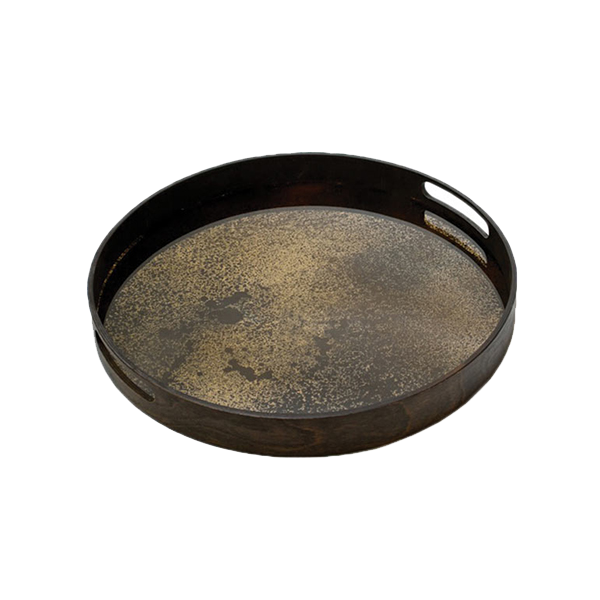 Round tray Heavy Aged bronze S