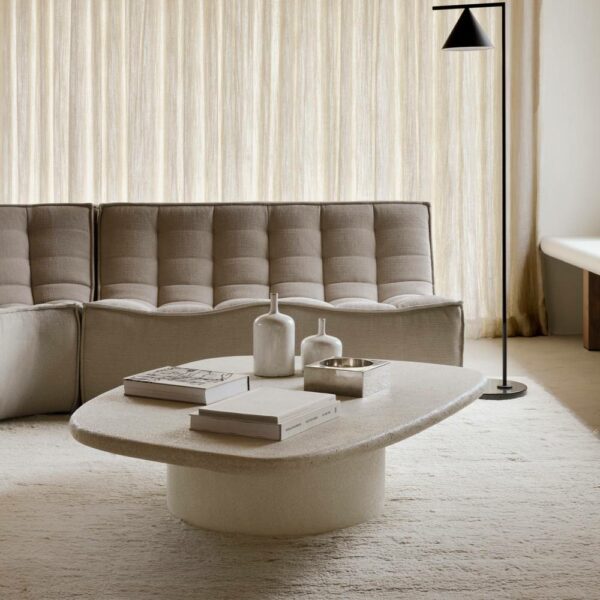 Elements Coffee Table Off White Pebble Shape