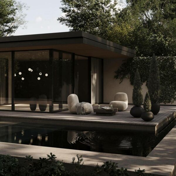 Βάζο Sunao Slim - Μαύρο Κεραμικό, 35x35xH68