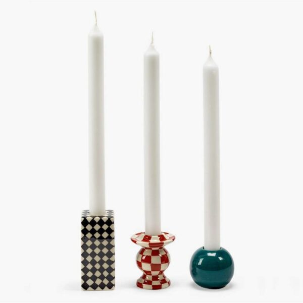 Set/3 Chessboard Candlesticks - Handmade, 6x6xH7