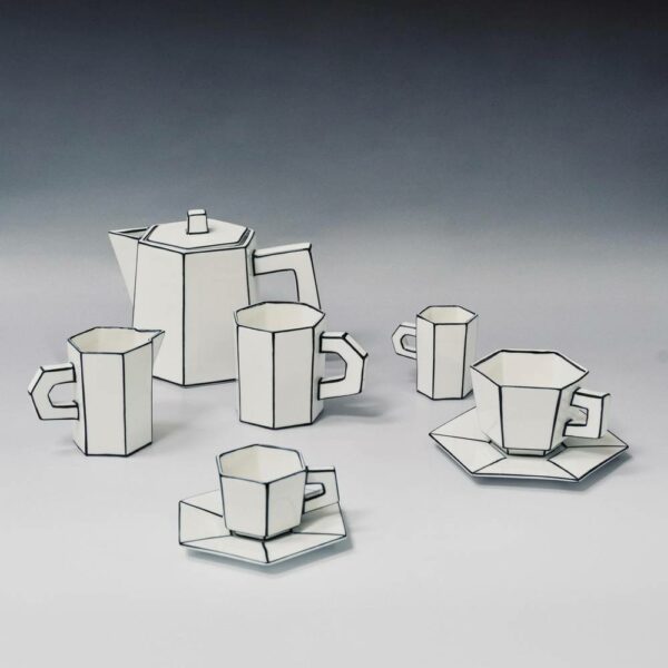 Espresso Φλυτζάνι & Πιατάκι - Λευκό/Μαύρο, 13.8×13.8×H7