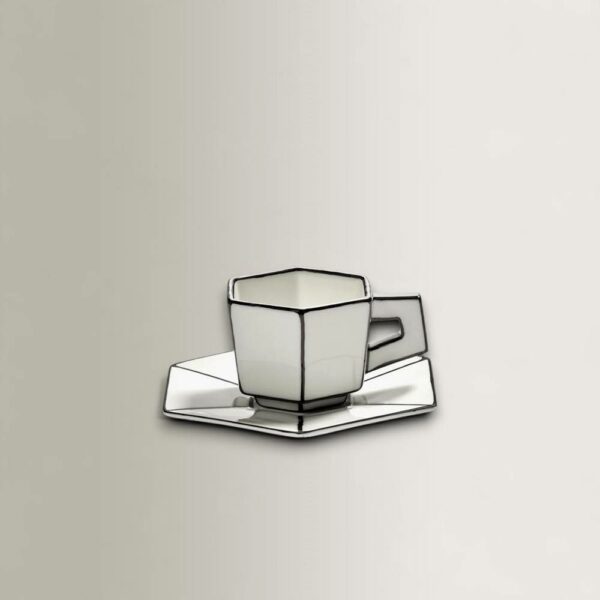 Espresso Φλυτζάνι & Πιατάκι - Λευκό/Μαύρο, 13.8×13.8×H7