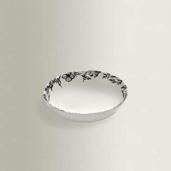 Set/4 Low Enchanted Garden Bowls - White/Black, D18
