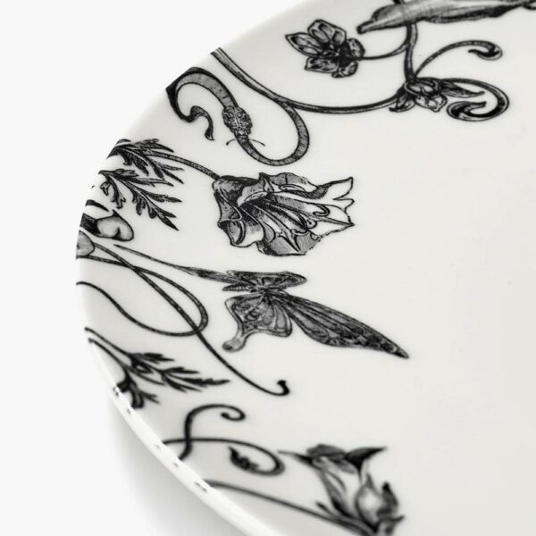 Σετ/4 Πιάτα Starter Floral Fantasy - Λευκό/Μαύρο, 23,5×23,5×H1,8