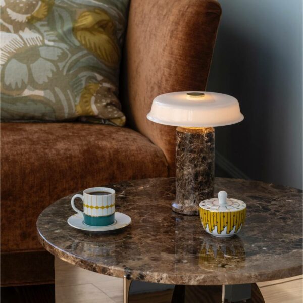 Table Lamp Trip No.2 - Dark Emperador | Opal glossy, 18×H22
