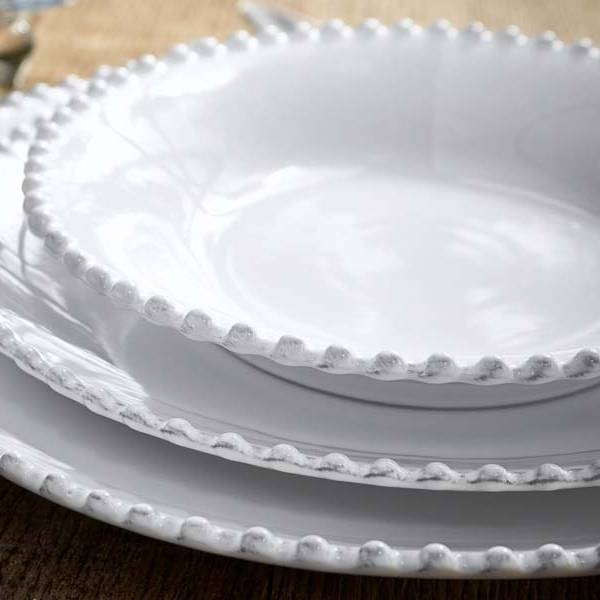 Set/6 Pearl Soup Plates - White, D24
