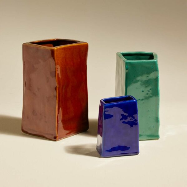 Nomad Noisette Vase - Red, D9.5 x W11 x H21