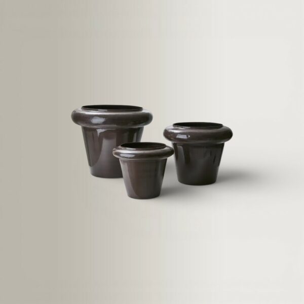 Set of 3 Iggy Planters - Brown, Ø38xH32, Ø48xH42, Ø61xH51