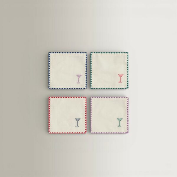 Σετ/4 Σουβέρ Cocktails Zig Zag - Multicolour, 12x12