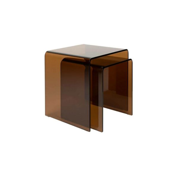 Σετ/2 Τραπεζάκια Vetro - Brown, 40x45x45