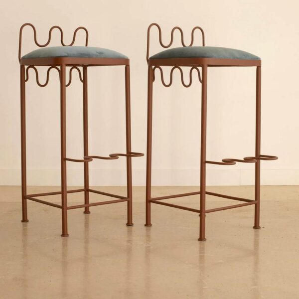 Σκαμπώ Μπαρ Dolorea - Velvet Celador / Brown, H68