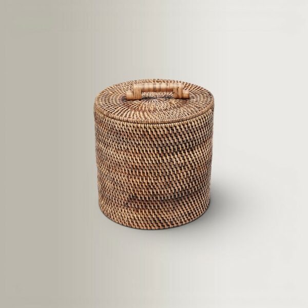 Rattan Low Basket - Natural Brown, 25x25x29