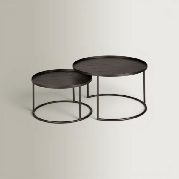 Set of 2 Outdoor Tray Tables - Dark Bronze, 62x62x38
