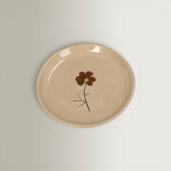 Trinket Plate Flower - Beige, D15.5