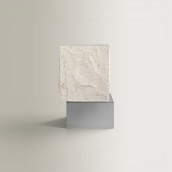 Τραπέζι Σαλονιού Ψηλό - Πέτρα/ Ασημί, 32x33x55