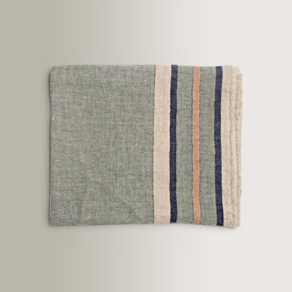 Linen Throw - Green, 130x160