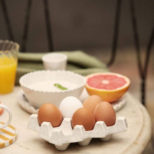 Αυγοθήκη Nea 6 Eggs Κεραμικό - Λευκό, 16,2x12,2x5