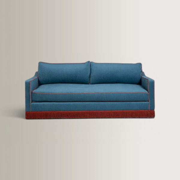 Afonso Velvet Sofa - Blue, 218x100
