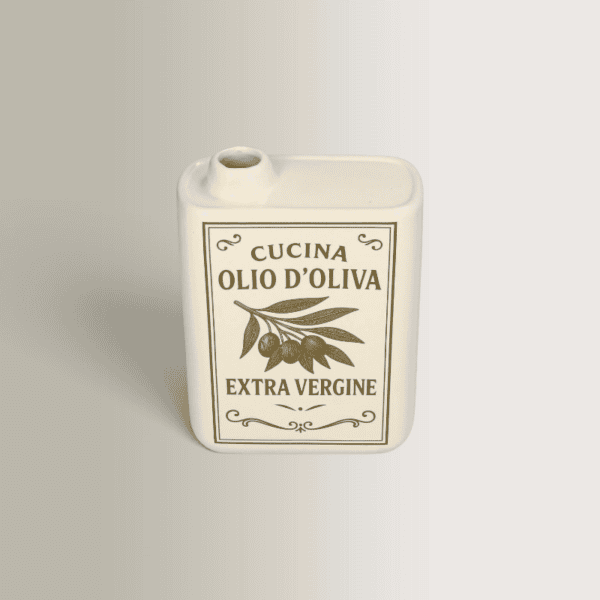 Ceramic Olive Oil Container “Cucina Olio d’Oliva” Ecru