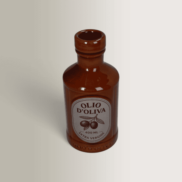 Ceramic Olive Oil Container "Olio d’Oliva" 400 ml Brown Terracotta