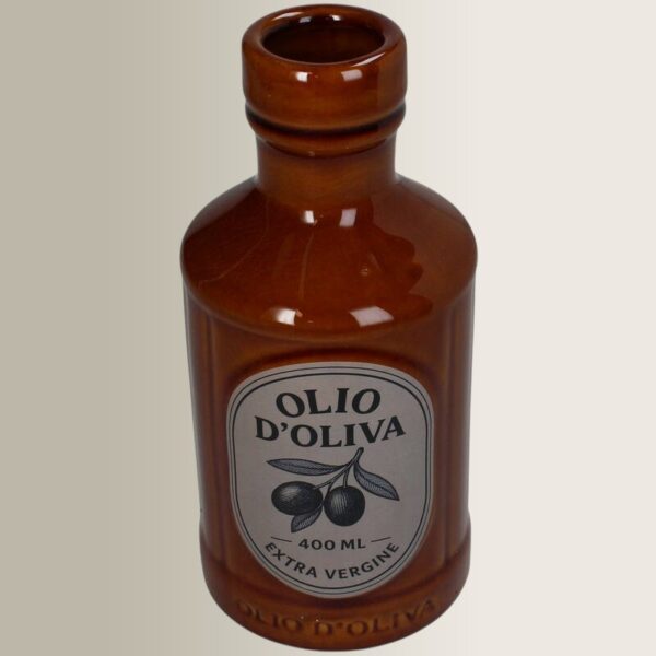 Κεραμικό Δοχείο Λαδιού “Olio d’Oliva” 400 ml Καφέ Τερακότα