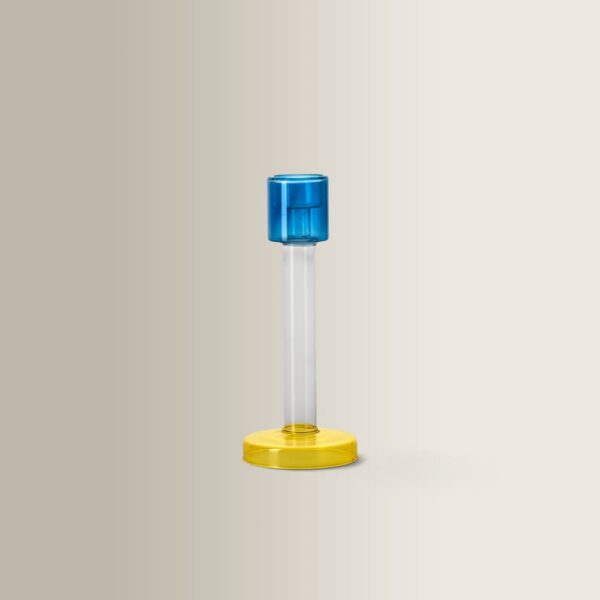 Bolt Glass Candle Holder Yellow-Blue